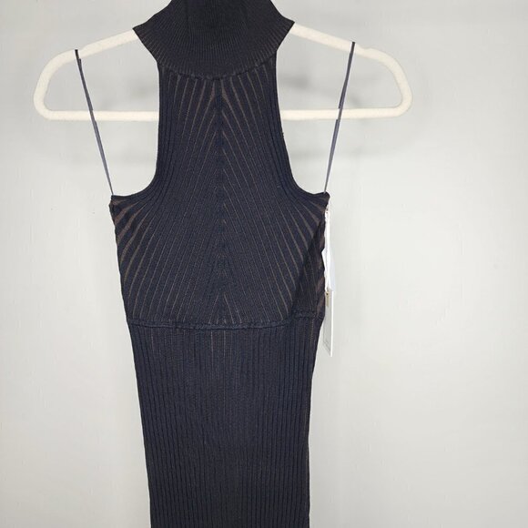 NWT Good American Angled Rib Mock Halter Bodycon Midi Dress Black XSmall/Small - Picture 7 of 15